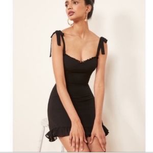 Out of stock REFORMATION Christine Dress Black Shoulder Tie Mini Dress Size 0/XS